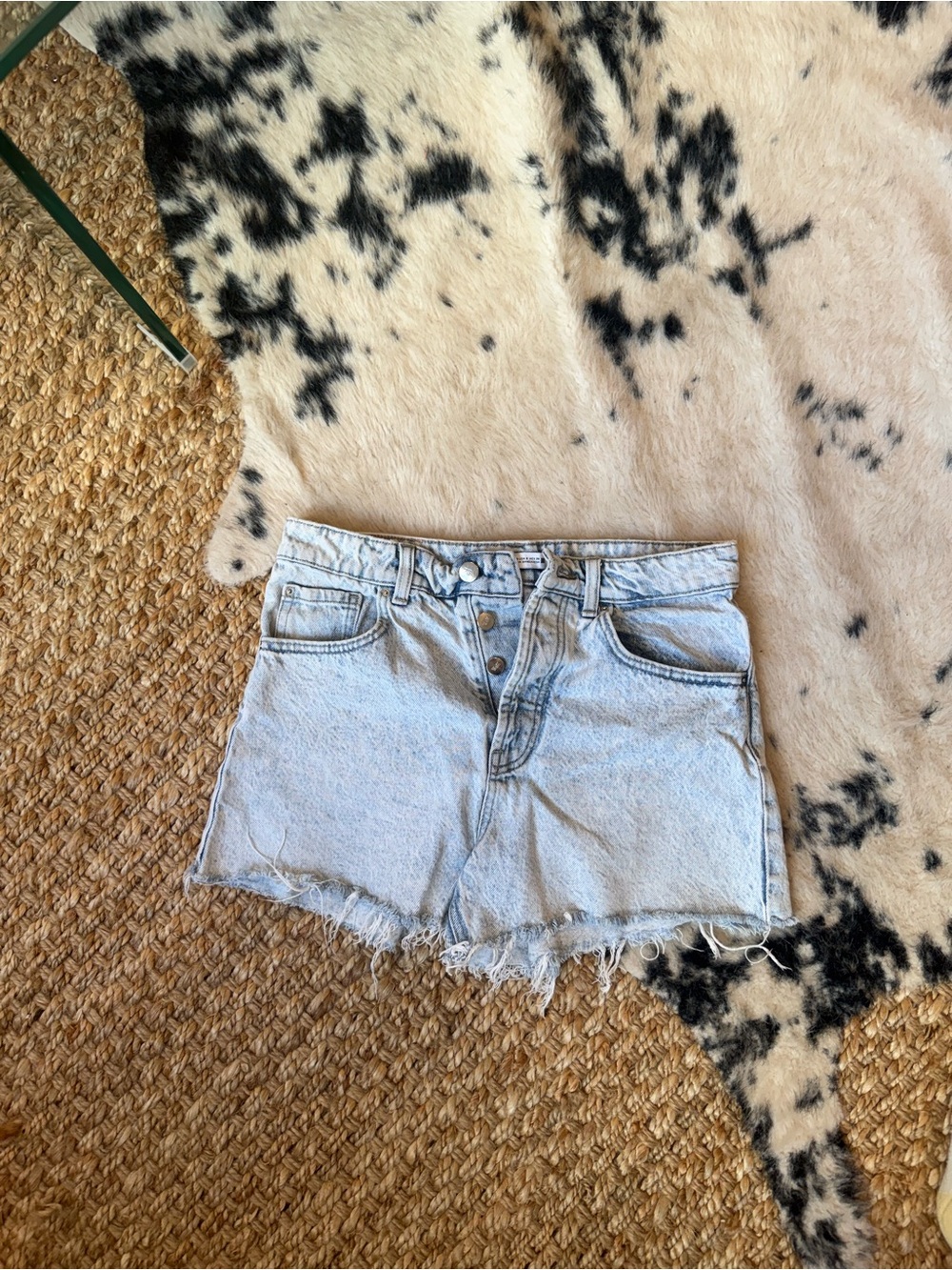 Zara High-Rise Light Blue Denim Cutoff Shorts